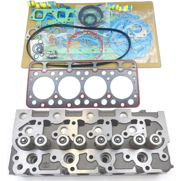 V1702 Complete Cylinder Head   1 Set Full Gasket Kit Compatible with Kubota V1702 V1702B Engine L2850DT Tractor KH90 Mini Excavator Bobcat 743 733 Skid Loader