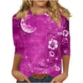 thumbnail image 5 of Patlollav Womens Independence Day Tops Casual 3/4 Sleeve Shirts Crew Neck Loose Casual Blouses Floral Print Tshirts, 5 of 6