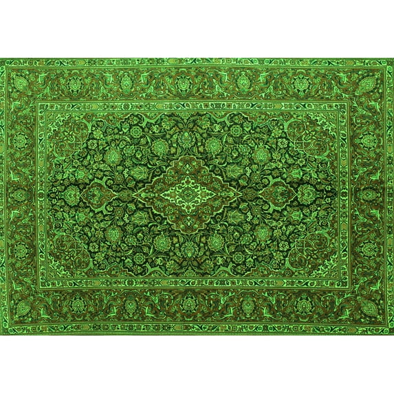 Ahgly Company Indoor Rectangle Medallion Green Traditional Area Rugs, 2' x 5'