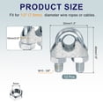 thumbnail image 2 of 12 Pcs Abrazaderas de Clip de Cable de Acero M10, Abrazaderas de Cable U-Bolt de 1/2", 2 of 6
