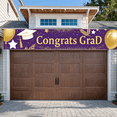 thumbnail image 7 of Purple Congrats Grad Banner with Golden Elements Balloons and Tassel Decors Backdrop Party Supplies for Graduation Party Photography Props Celebration Decorations, 7 of 7