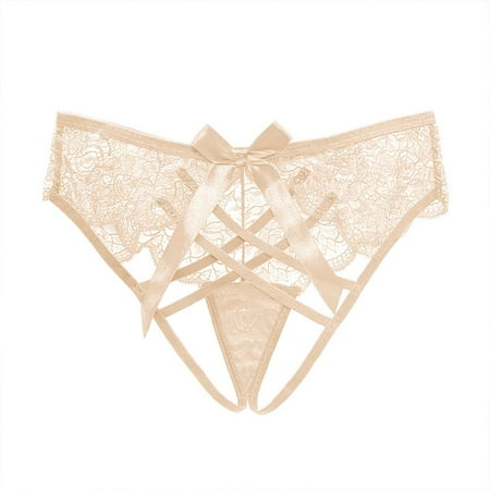 ZVNAH Women Sexy Lace Lingerie Panties G String Thong Underwear  Valentine s Day Supplies  Floral Lace Mesh Hollow Out See Though Panties