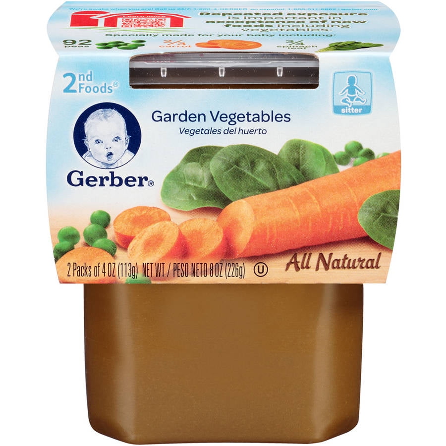 Gerber 2nd Foods Garden Vegetables, 4 oz, 2 count, (Pack of 8