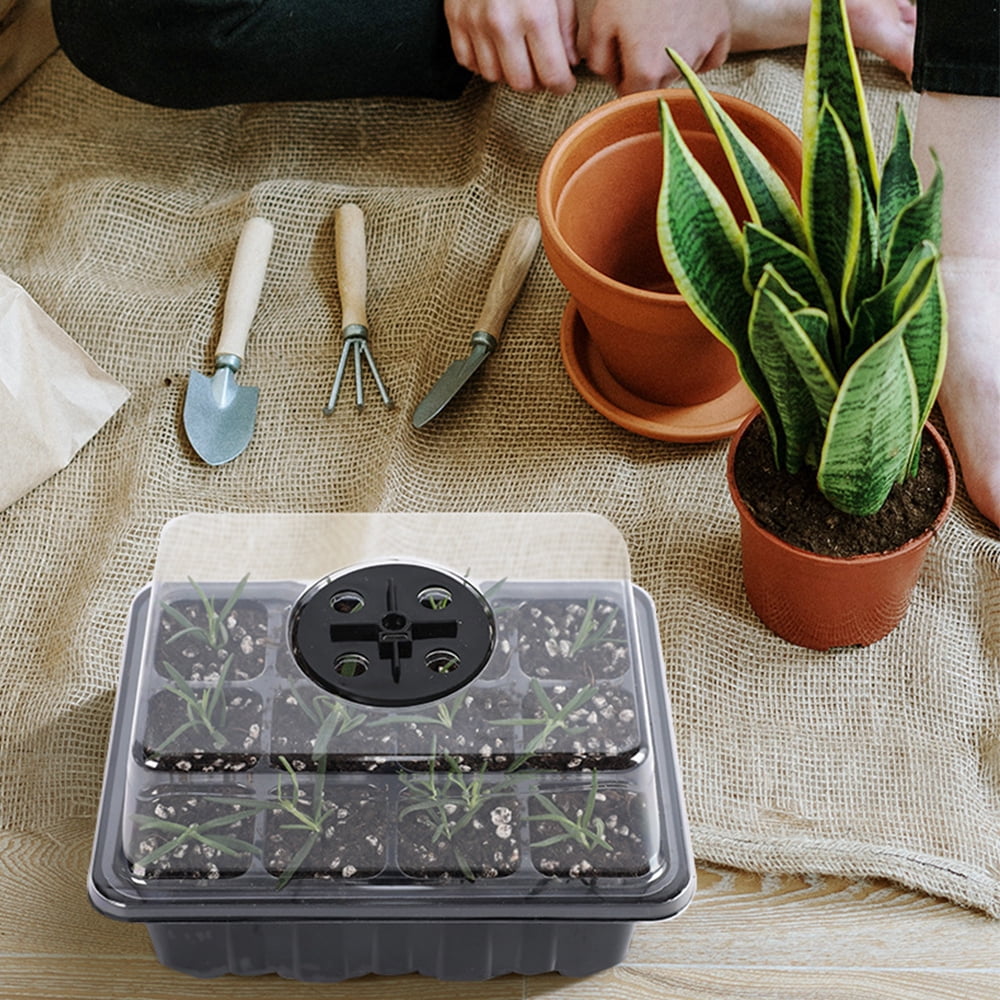 Seed Starter Trays with Grow Light Seed Starter Kit Adjustable Humidity Seed Starting Trays Plant Starter Kit, Base Greenhouse Germination Kit for Seed Growing Starting 60 Cells