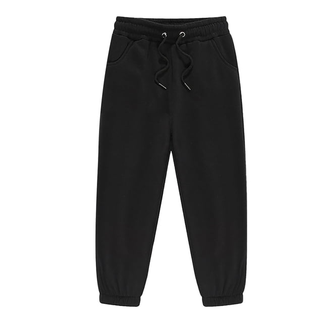 WENXIAOO Girls Boys Jogger Sweatpants Drawstring Pants with Pockets Girls Solid Pants Black Pants for Girls Kids Spring Fall Sweatpants Size 4-5 Years