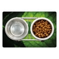 thumbnail image 1 of Green Pet Mat for Food and Water, Nature Forest Big Amazon Brazilian Tree Leaf with Vein and Sunbeams Image, Non-Slip Rubber Mat for Dogs and Cats, 18" X 12", by Ambesonne, 1 of 1