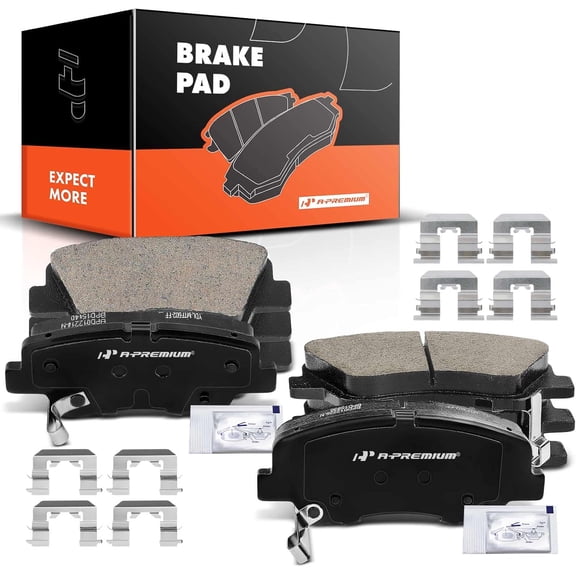 A-Premium Front and Rear Ceramic Brake Pads Set Compatible with Hyundai and Kia Models - Accent, Rio 2012 2013 2014 2015 2016 2017, with Hardware, 8-Pack