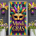 thumbnail image 5 of Colorful Mardi Gras Banner Purple Green Gold Carnival Display Curly Vines Star Decor Festival Backdrop for Mardi Gras Celebration Carnival Party Festival Decor, 5 of 8