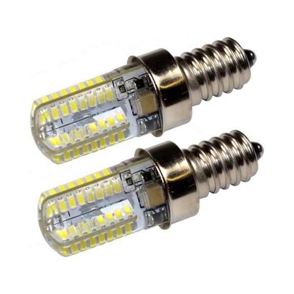 HQRP 2-Pack E12 Candelabra Base 64 SMD3014 LED Bulbs AC 110V Cool White Dimmable for Ceiling Fan, Chandelier, Indoor Lighting