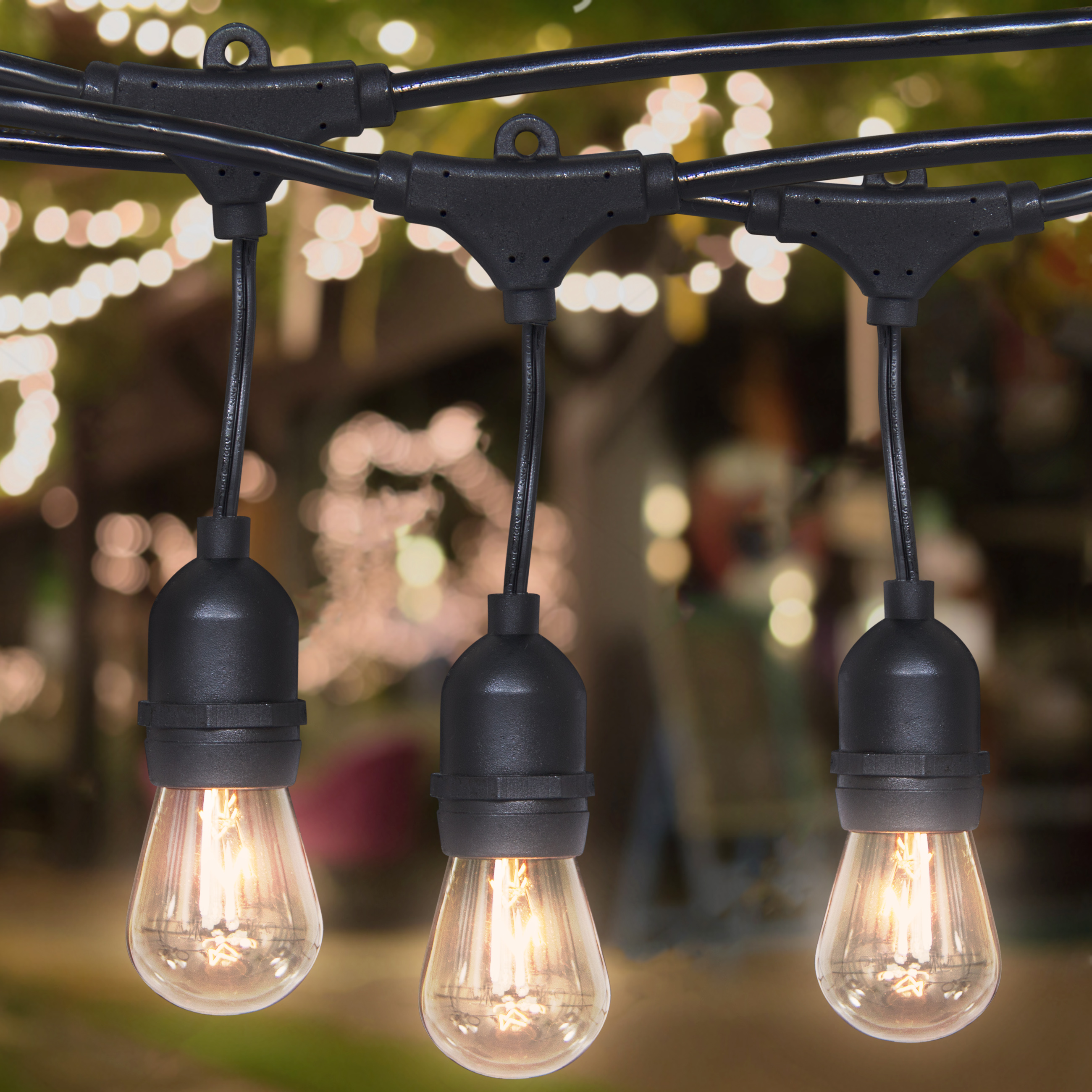 Outdoor Commercial Grade 24ft Weatherproof Hanging Patio String Lights