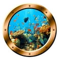 thumbnail image 2 of VWAQ Coral Reef Wall Sticker Porthole Underwater School Of Fish Wall Decal Home Decor - BP19 (14" Diameter), 2 of 2