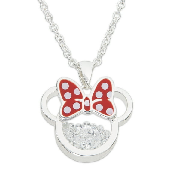 Minnie Mouse April Birthstone Silver Plated Shaker Pendant Necklace, 18 2 Extender
