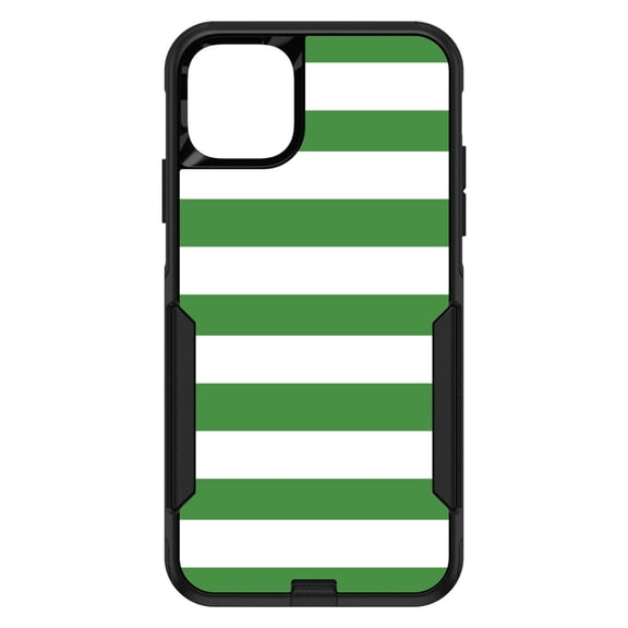 DistinctInk Custom SKIN / DECAL compatible with OtterBox Commuter for iPhone 11 (6.1" Screen) - Green & White Bold Horizontal Stripes