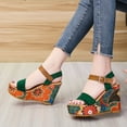 thumbnail image 4 of Fesfesfes Wedge Sandals Summer Women Open Toe Breathable Sandals Flower Buckle Strap Wedges Shoes 8(39), 4 of 7