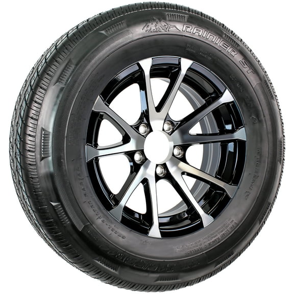 eCustomrim Radial Trailer Tire ST215/75R14 Load C 14" 5 Lug Avalanche Black Aluminum Rim