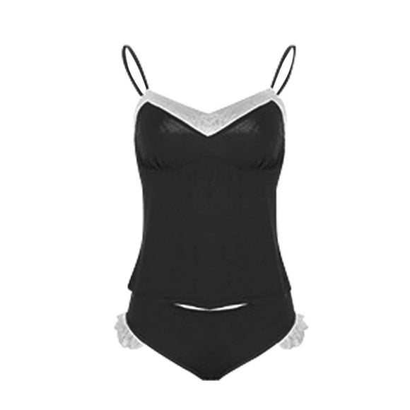 TSADFHJI Silk Robes for Women Sexy Women's Summer Sexy Lace Comfortable Fashion Solid Color Pajama Set L Black