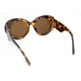 thumbnail image 4 of Womens Classy Plaid Arm Thick Plastic Round Mod Retro Sunglasses Tortoise - Brown, 4 of 4