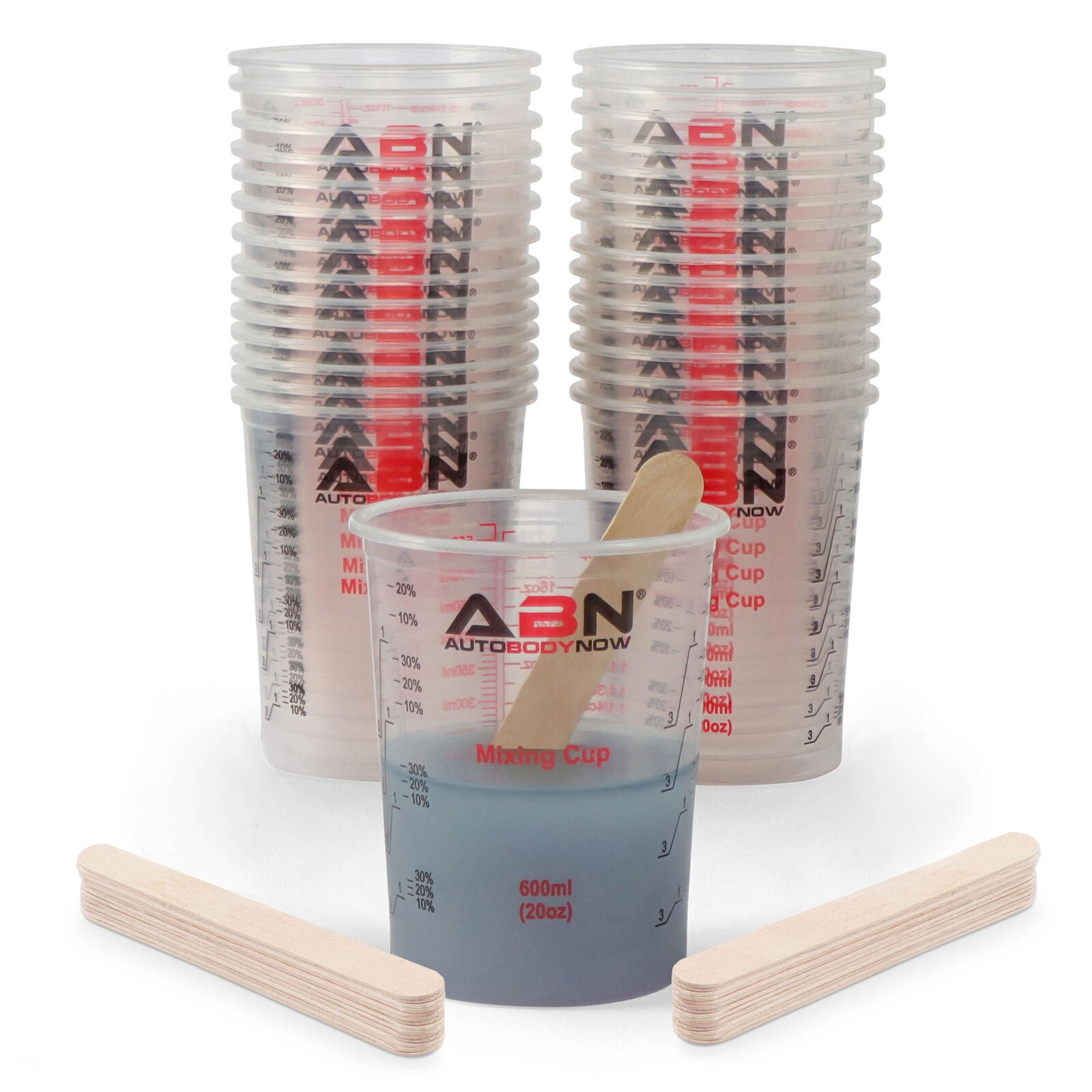 ABN Automotive Paint Mixing Cups 50pc Kit 20oz Epoxy Mixing Cups and