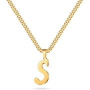 Initial A-Z Letter Necklace for Men Women, Stainless Steel Cuban Link Chain Letter Pendant Necklaces Capital Monogram Necklace Jewelry Gifts for Men 20+2 Inches