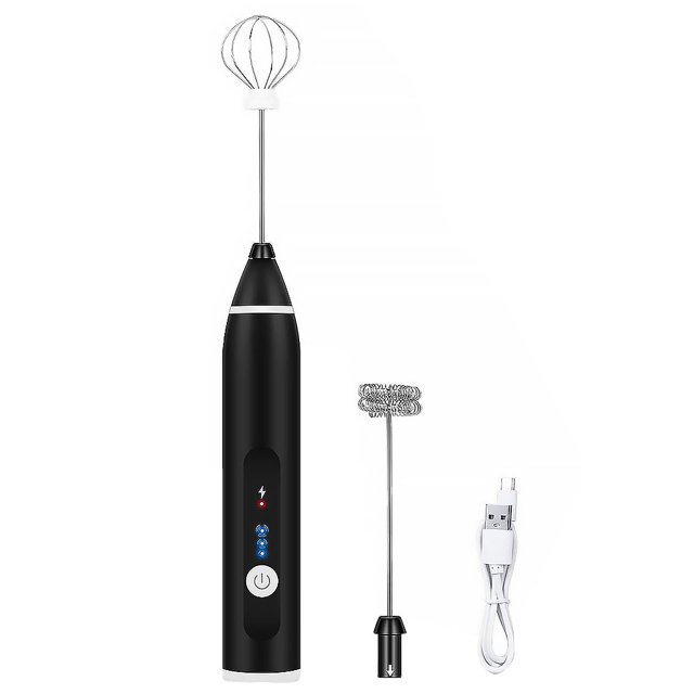 Espumador de leche eléctrico Batidor de huevos recargable Máquina de espuma de 3 velocidades Batidora de mano Batidora de bebidas, Negro Speravity LF0117-01B