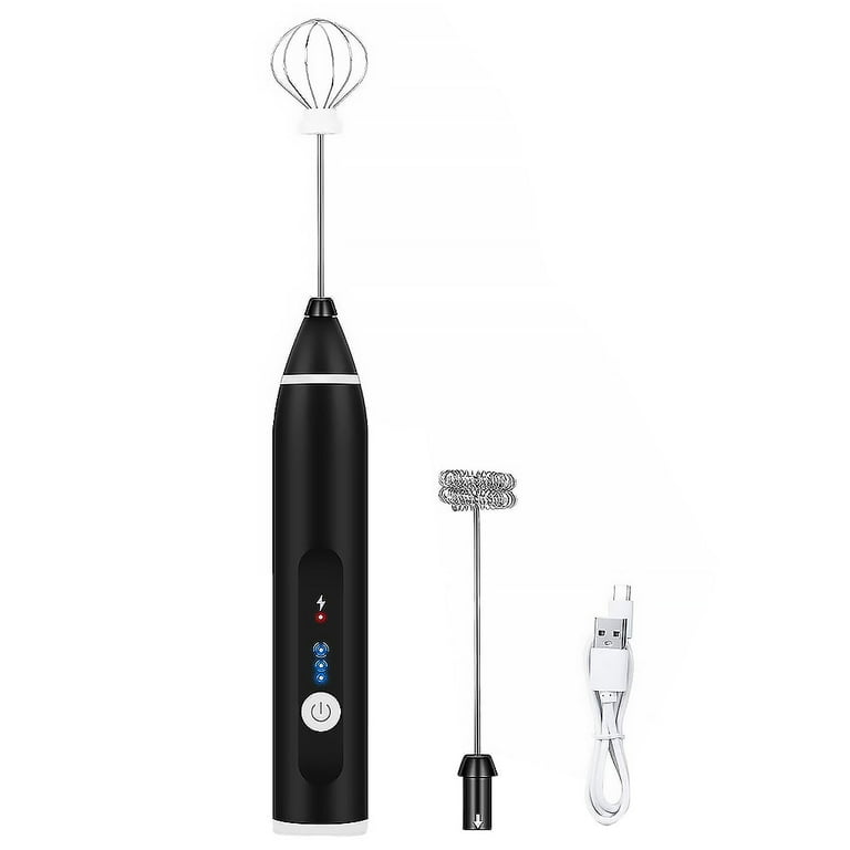 Freestyle NOK Electric Milk Frother Rechargeable Egg Beater 3 Speed Foam Maker Handheld Whisk Drinks Mixer, Black, Size: 11.4