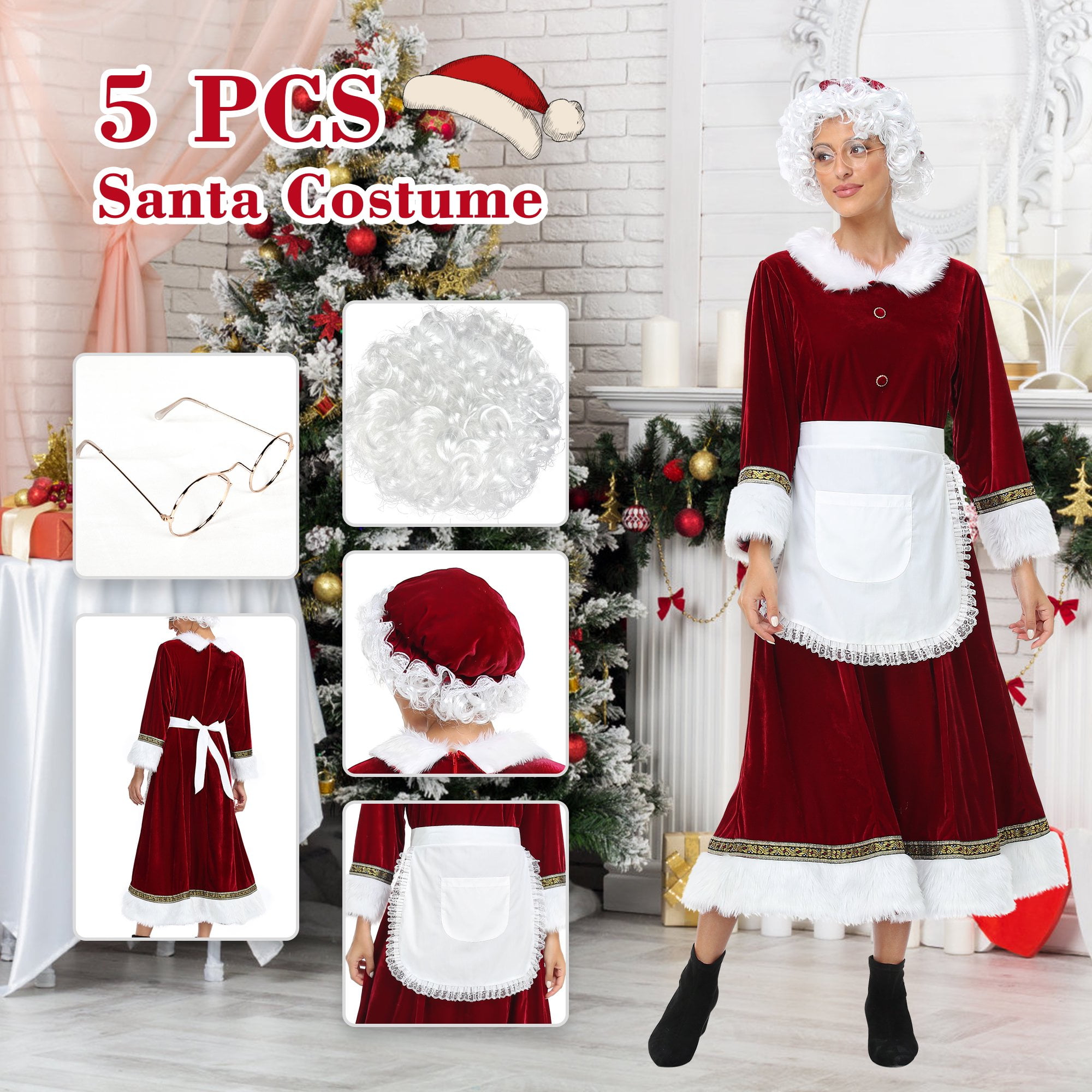 Santa claus top outfit walmart