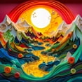 thumbnail image 1 of Puzzle Bgraamiens Canyon Sunset de 1000 piezas de arte moderno 3D, 1 of 7