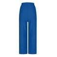 thumbnail image 5 of Mlqidk Women's Pants Lounge High Waisted Gauze Pants Lightweight Wide Leg Cotton Linen Trousers Plus Size Loose Solid Color Drawstring Pants Royal Blue L, 5 of 5