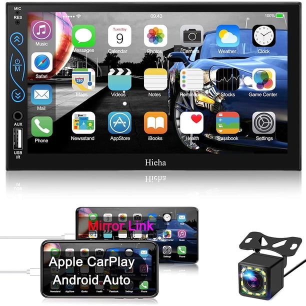hieha car stereo compatible with apple carplay and android auto 7 inch double din car stereo with bluetooth touch screen car radios mp5 player with