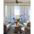 thumbnail image 4 of Blackout Curtains for Bedroom, Blue Flower Room Darkening Window Drapes for Living Room, Modern Pastoral Watercolor Oil Painting Thermal Insulated Grommet Curtains, 52x72 inch, 2 Panels, 4 of 9