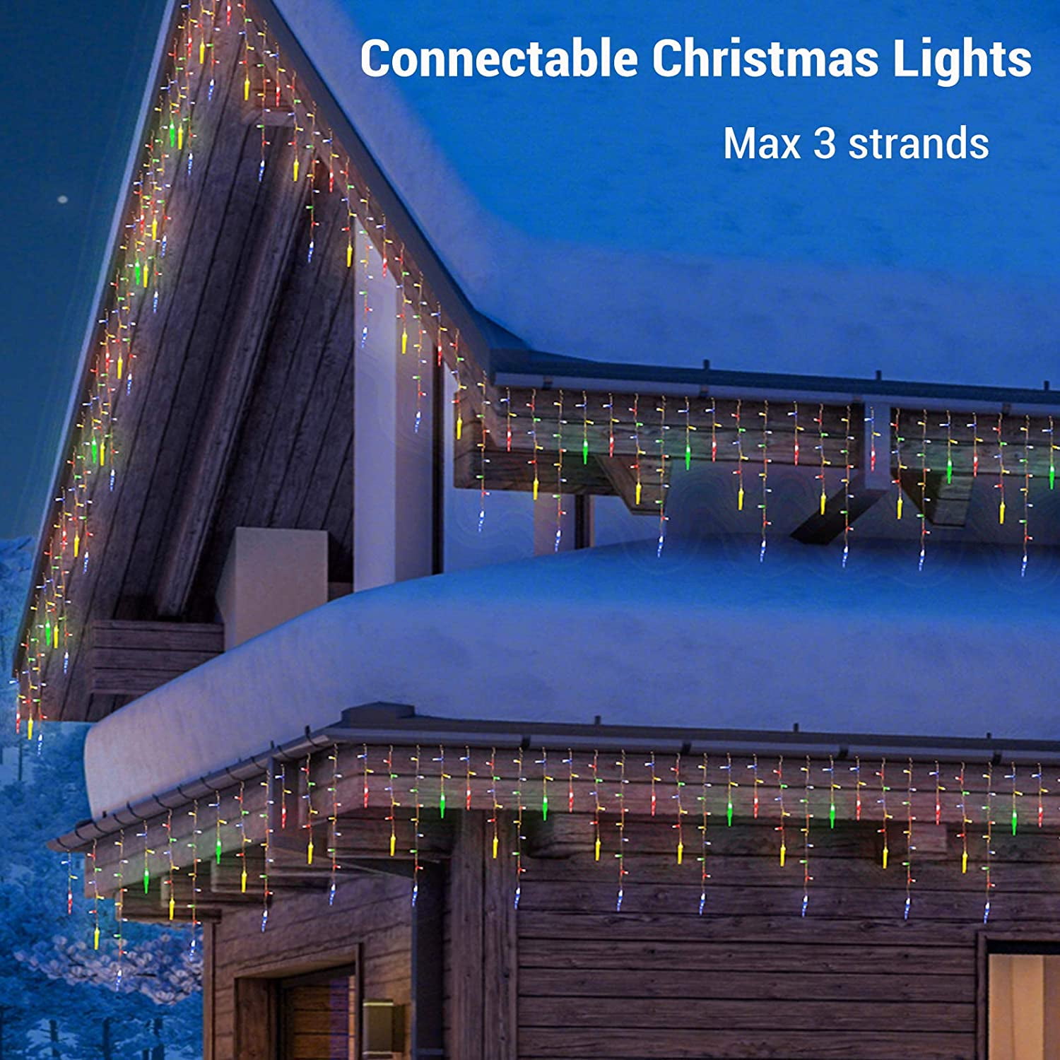 DONGPAI Christmas Icicle Lights, 11.5Ft 96 LED 8 Modes Icicle String Lights with 16 Drops Window Curtain Fairy Lights Outdoor Indoor for Christmas Wedding Holiday Decor