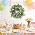 thumbnail image 4 of Easter Wreath Decoration Egg-shaped Rattan Style With Plastic Multicolor Eggs And Pink Butterflies 40 cm 15.75 in, 4 of 6