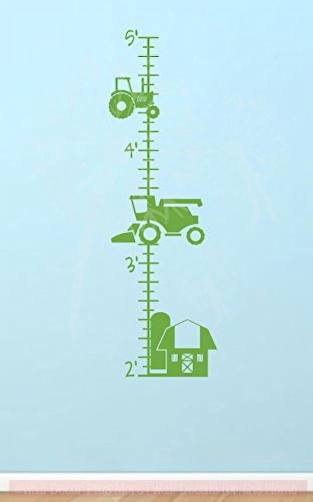 Farm Tractor Growth Chart Vinyl Boy Bedroom Art Décor Wall Stickers, Lime Green