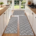 thumbnail image 2 of Vaukki Chevron Kitchen Rugs Sets of 3, Non Slip Machine Washable Kitchen Floor Mats, Heavy Duty Low Profile Rugs for Sink Laundry Room, Gray, 2 of 14