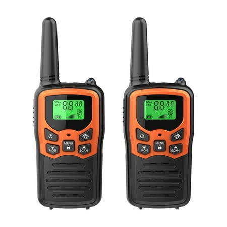 2-Pack Walkie Talkie Two-Way Radio, Long Range, Waterproof, w/ Charging Headset (Orange)