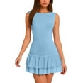thumbnail image 1 of Minivestido para mujer: falda con volantes de doble capa, vestido sin mangas ajustado, tallas S-XL, 1 of 4