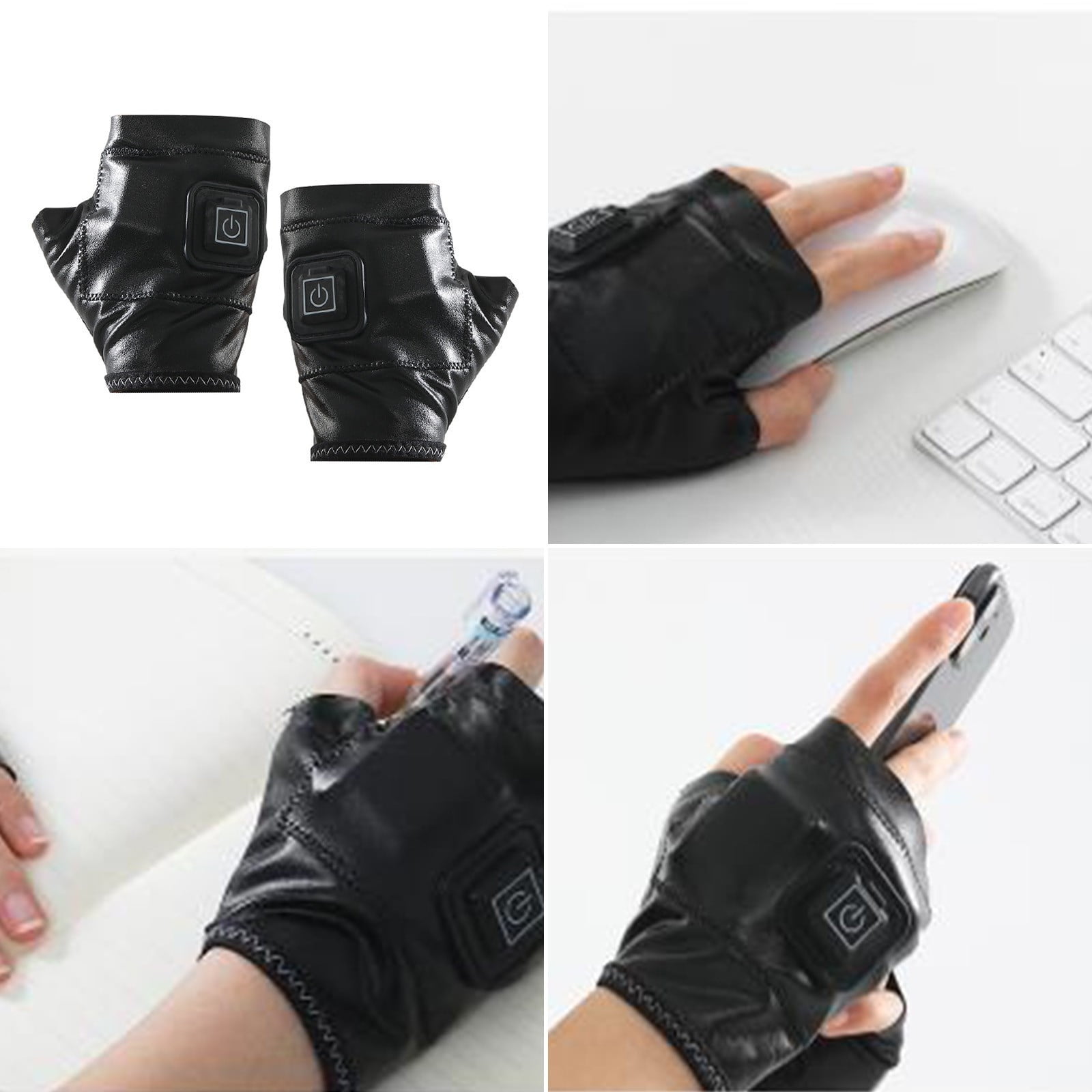Smart Heating Gloves Three-Speed Temperature Control USB Powered Half-Finger Hand Warmer Soft Milk Silk Safe Winter Office Home Gaming Outdoor Use