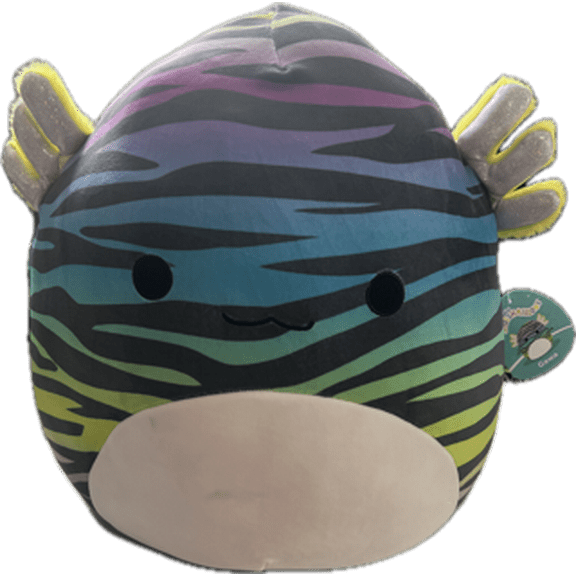 Squishmallows Plush 16 inch Black and Rainbow Axolotl - Childs Ultra Soft Stuffed Toy