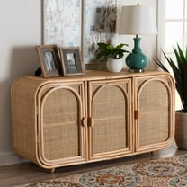 bali & pari Evania Boho Storage Cabinet, 3-Door, Natural