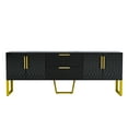 thumbnail image 2 of Modern TV Stand with Drawers and Cabinets, 4-Door Entertainment Center with Yellow Legs and Handles, Media Console Table for Flat Screen TVs up to 75 Inches for Living Room Bedroom, Black, 2 of 8