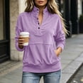 thumbnail image 6 of Tqcoqu Women's Corduroy Buttoned Stand Collar Sweatshirt,Oversized Long Sleeve Casual Tops with Kangaroo Pocket,2026 Fall WinterTrendy Clothes,Purple Women's S-XXL, 6 of 9