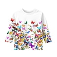 thumbnail image 4 of Iaqnaocc Shirts for Child Girls Size 7 3/4 Sleeve Cute Floral Print T-Shirts Girls Fashion Crew Neck Blouses Basic Casual Clothes for Teen Girls White 6-7 Years, 4 of 4