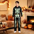 thumbnail image 5 of Unisex Adult Hooded Onesie, Halloween Skeleton Full‑Body Print Long Sleeve Jumpsuit for Men Women Home Loungewear, 5 of 8