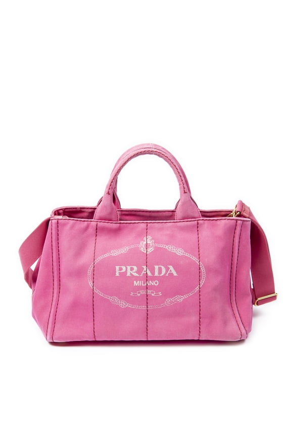 Pre-Owned Prada Fuchsia Pink Medium Canapa Tote Shoulder Bag Canapa Canvas
