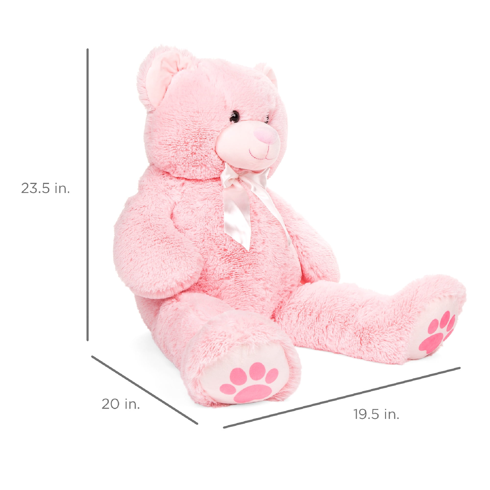 Best Choice Products 38in Giant Soft Plush Teddy Bear Stuffed Animal Toy w/ Bow  Tie, Footprints - Pink 