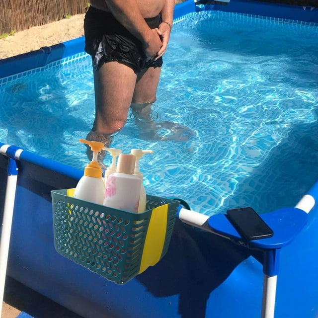 Pool Edge Storage Basket Hollow Drainage Large Capacity Foldable Suitable For Swimming Pool Bathroom Multi Purpose