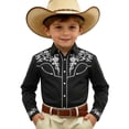 thumbnail image 4 of CONZONE Kids Boys Tops Long Sleeved Lapel Button Down Graphic Print Fashionable Tee Black Size 4-5 Years, 4 of 4