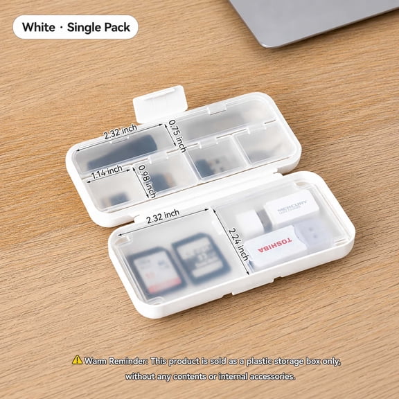 JIYE Home Portable SD Card Storage Case Hard Shell White Multi-Compartment Memory Card and USB Flash Drive Organizer Box