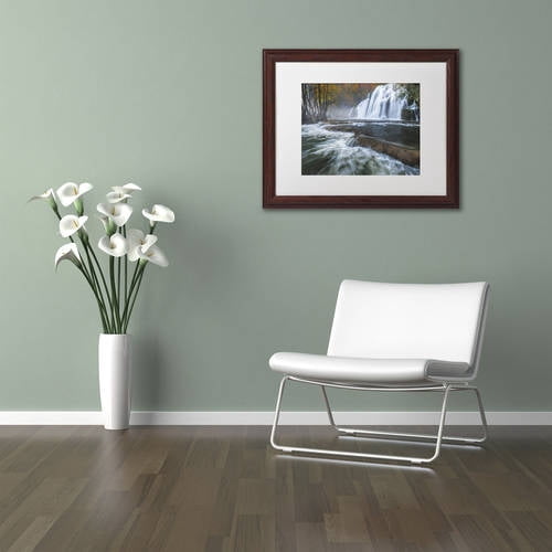 Trademark Fine Art "Waterfalls of Tufs in Jura" Canvas Art by Mathieu Rivrin, White Matte, Wood Frame