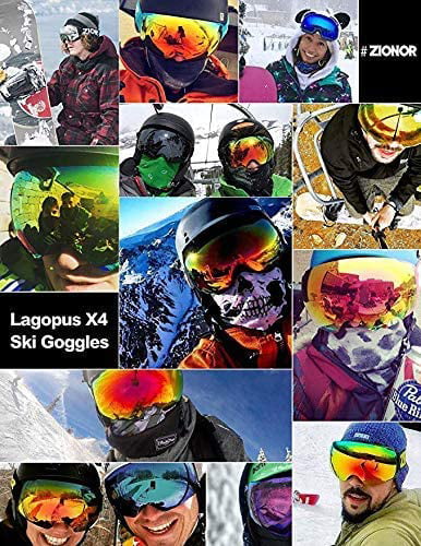 ZIONOR X4 Ski Goggles Magnetic Lens Snowboard Snow Goggles for Men Women Adult